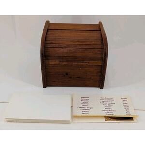 Selandia Teak Wood Roll Top Recipe Box Danish Style MCM